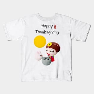 Happy Thanksgiving with Moon Rabbit Kids T-Shirt